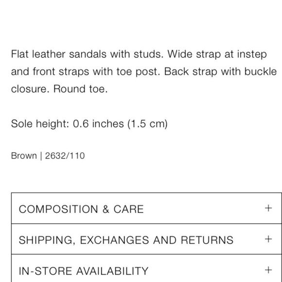 Zara Studded Brown Nude Leather Minimalist Flat Sandals Shoes Size 10 - Picture 5 of 10